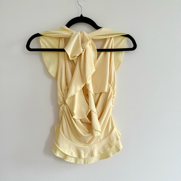 Ruffle Trim Slim Fit Halter Neck Tank Top - Picture 2 of 4